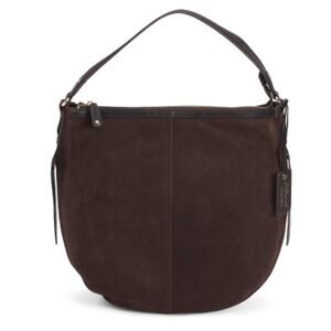 Ashwood Suede Crescent Slouchy Hobo Bag Studded Strap Detail Chocolate Brown